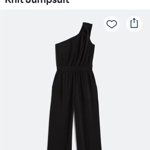 Kaileigh Black One-Shoulder Knit Jumpsuit